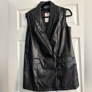 Faux Leather Long Vest